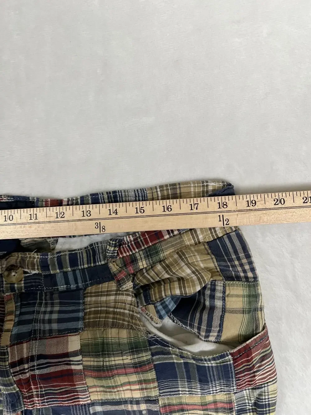 Vintage Phat Farm Shorts Mens 36 Multicolor Madras Plaid Patchwork Y2K Prep READ